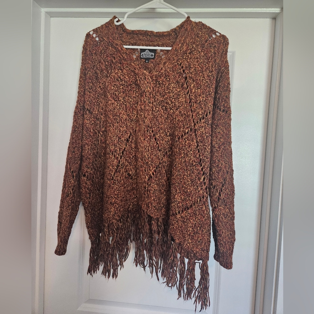 Burnt Orange Fringe Sweater
